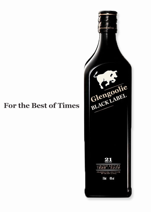 combination of three thing. First is an Apple ad, Second is Johnnie Walker Black Limited Edition bottle and last the scotch Sterling Archer drinks on the show Archer Glengoolie.
