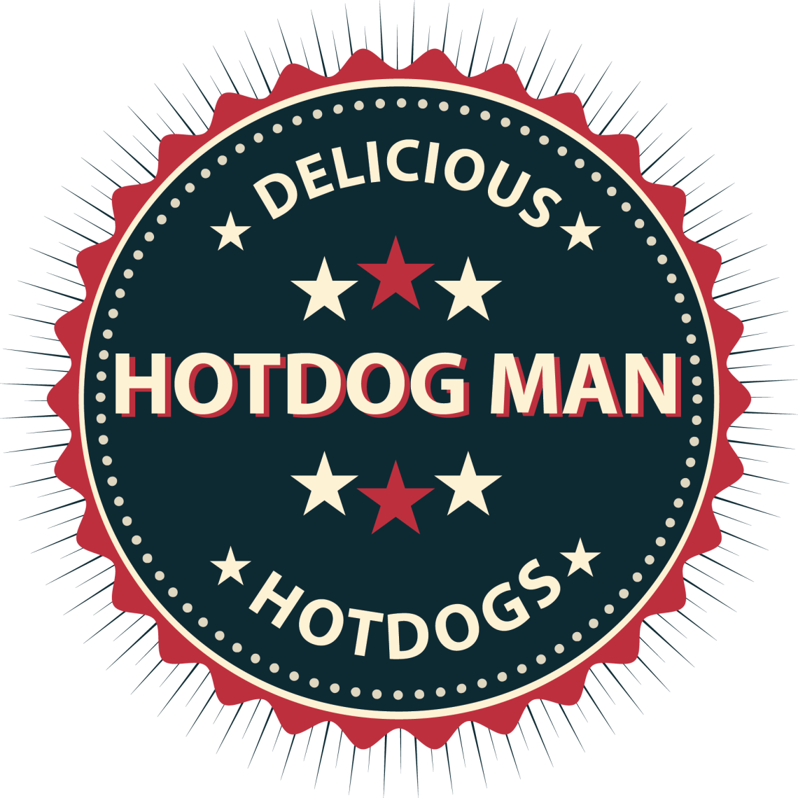 Old style badge but with hotdog mans name.