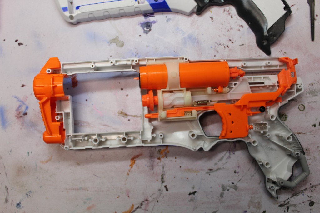 nerf gun taken apart