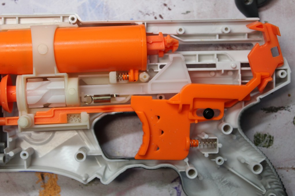 nerf gun taken apart